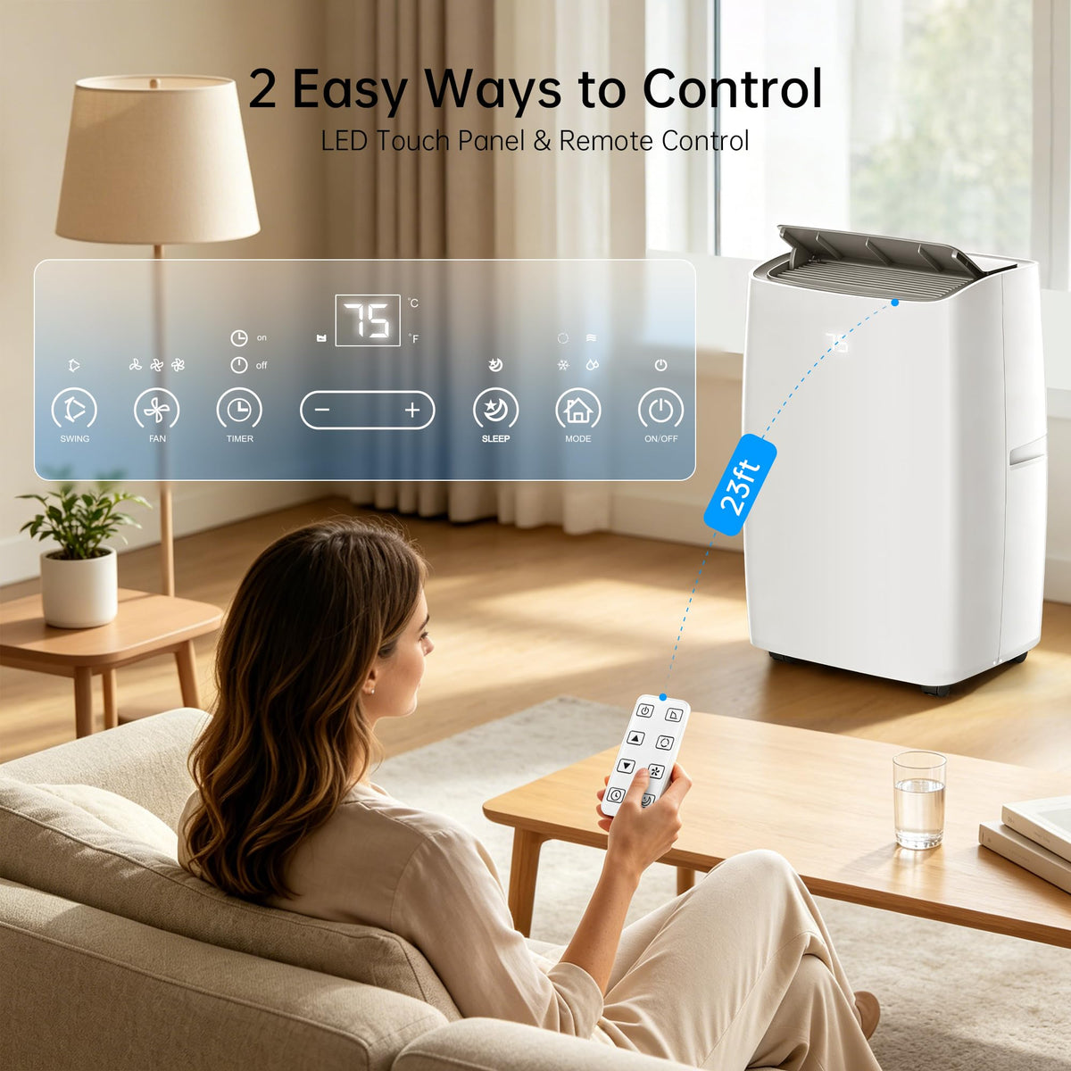 14000 BTU 5-in-1 Portable Air Conditioner with Remote Control and Window Kit M37827