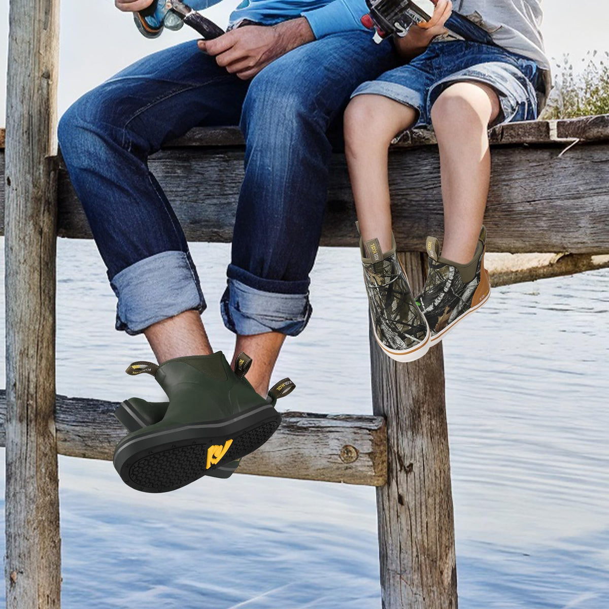 Waterproof Rubber Ankle Deck Boots with Memory Foam E733614