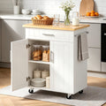 26" Rolling Kitchen Island Cart with Drawer, Shelves, Towel Rack, Lockable Casters, White V88569