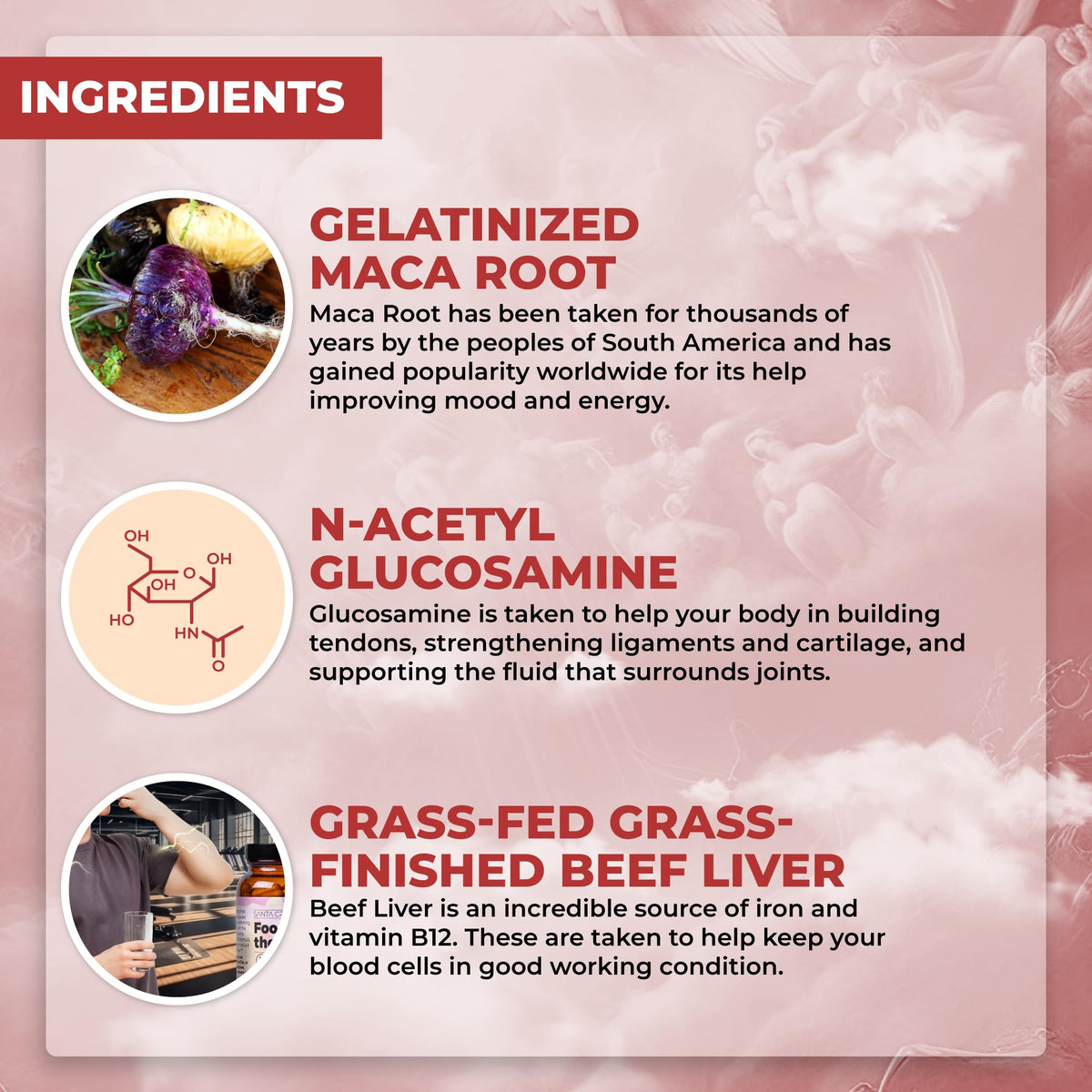 Grass Fed Beef Organ Supplement with Collagen, Maca Root, Colostrum, Bone Broth, 30 Servings D1750