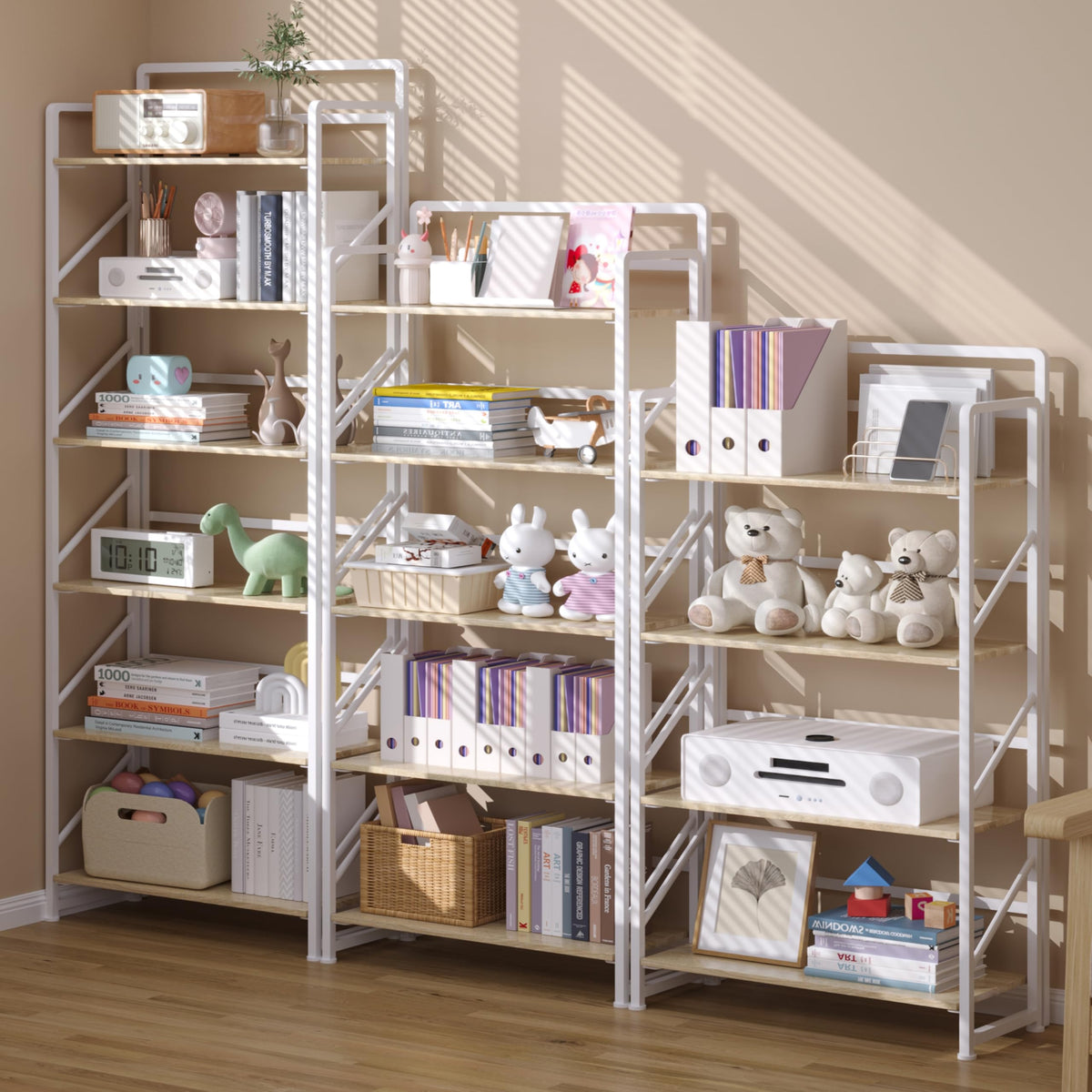 Folding Bookshelf, 5-Tier Storage Shelves J447