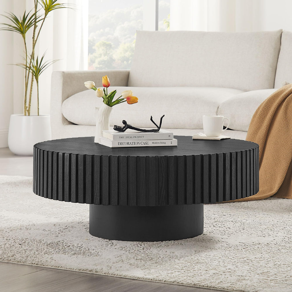 Black Round Coffee Table with Base M647