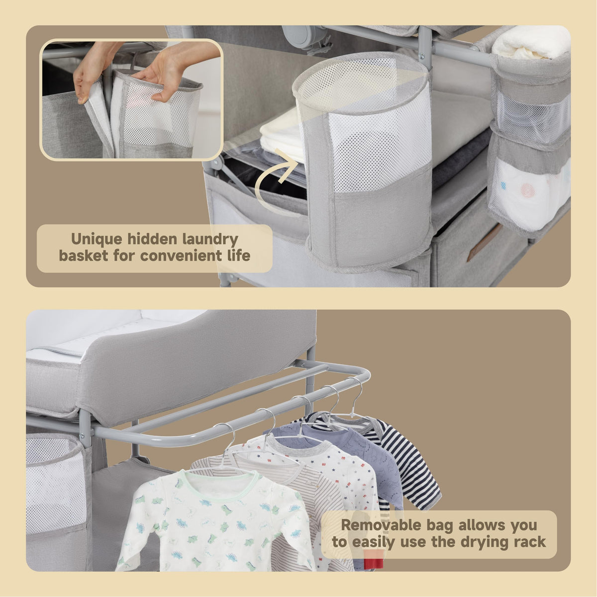 Portable Folding Baby Changing Table with 2 Drawers W28243