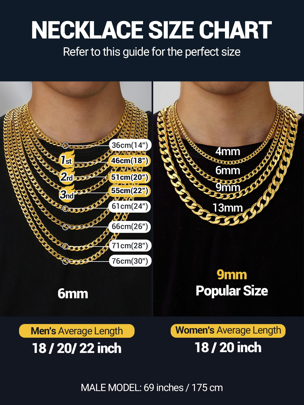 316L Stainless Steel Cuban Link Chain Necklaces H240409