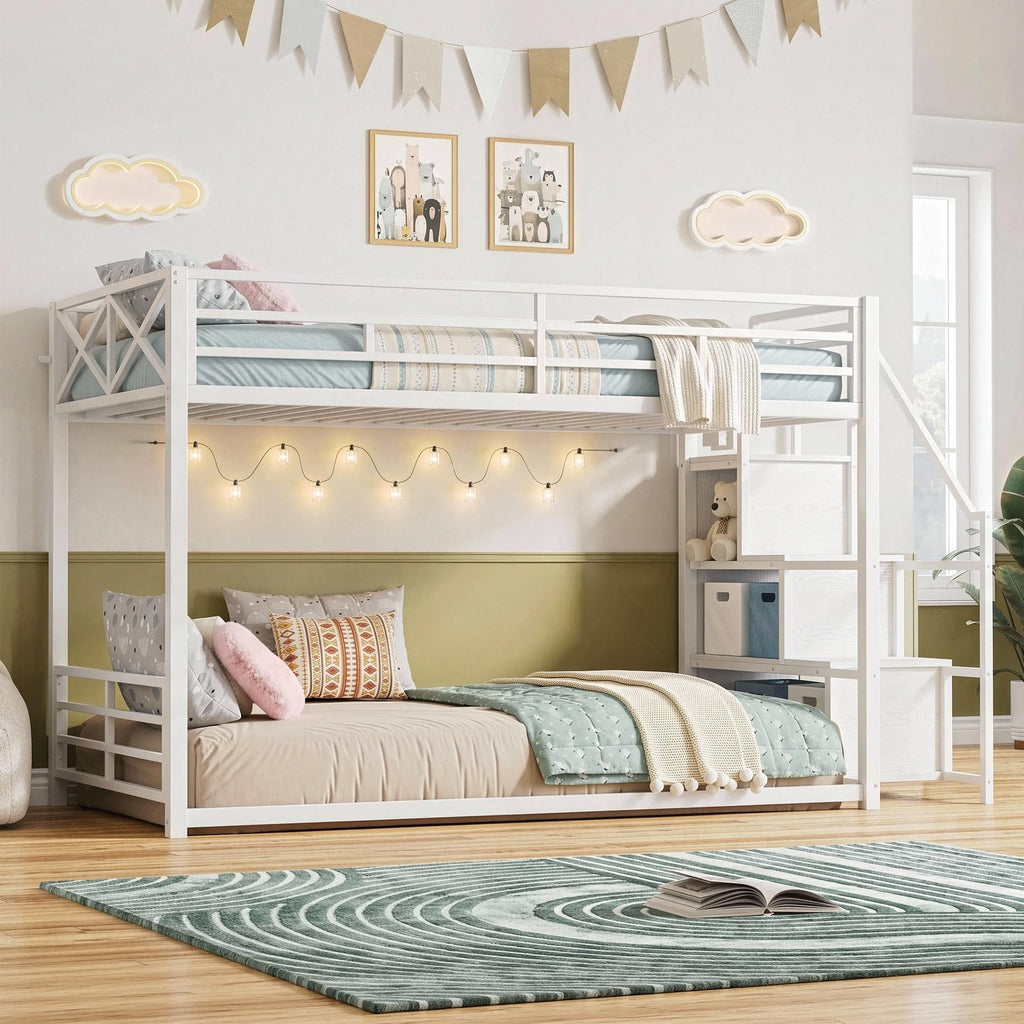 Twin Over Twin Bunk Bed with Stairs Q629479
