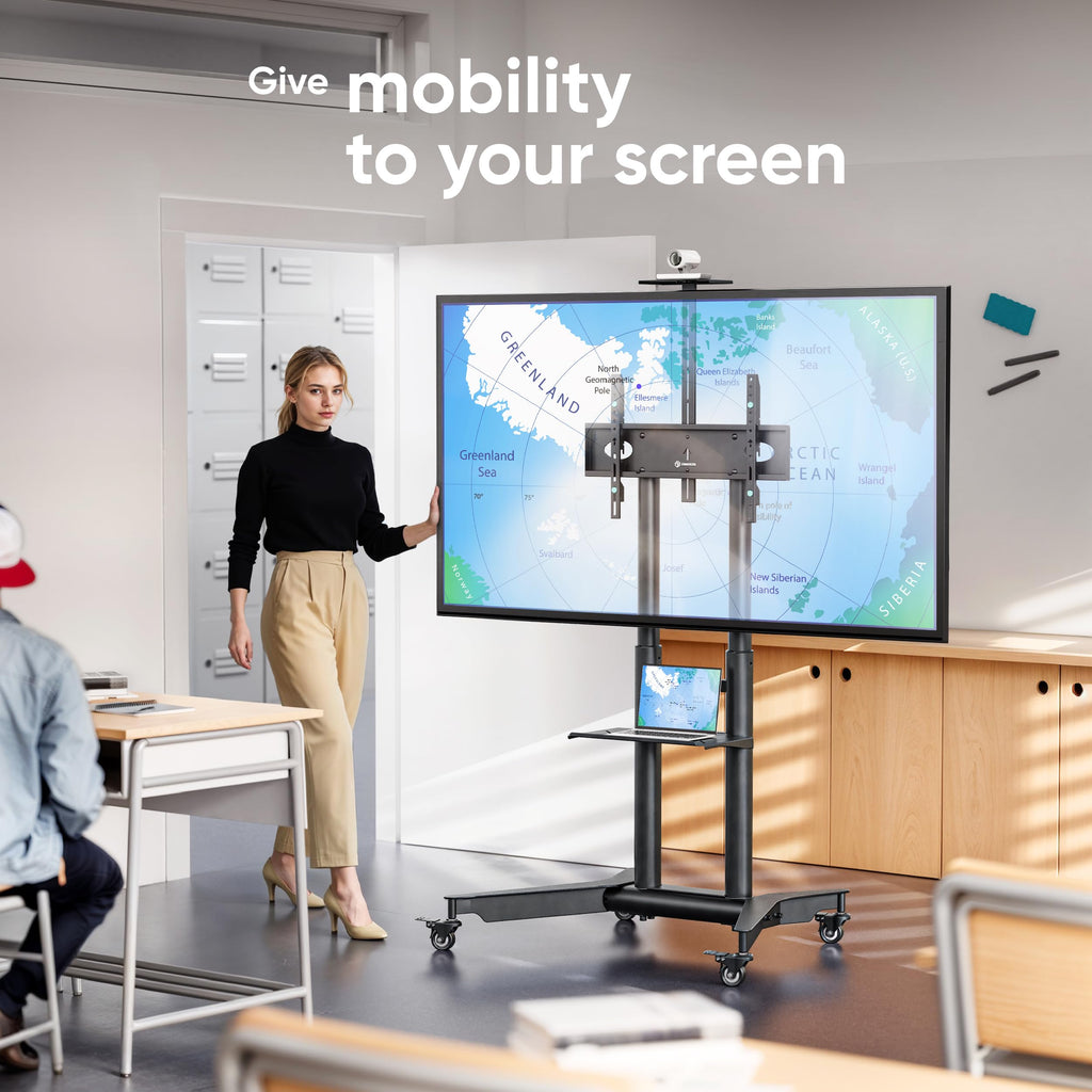 Mobile TV Stand on Wheels 32-75 Inch Black E15259