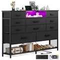 Black 10 Drawer Dresser with Charging Station and LED Light K5580
