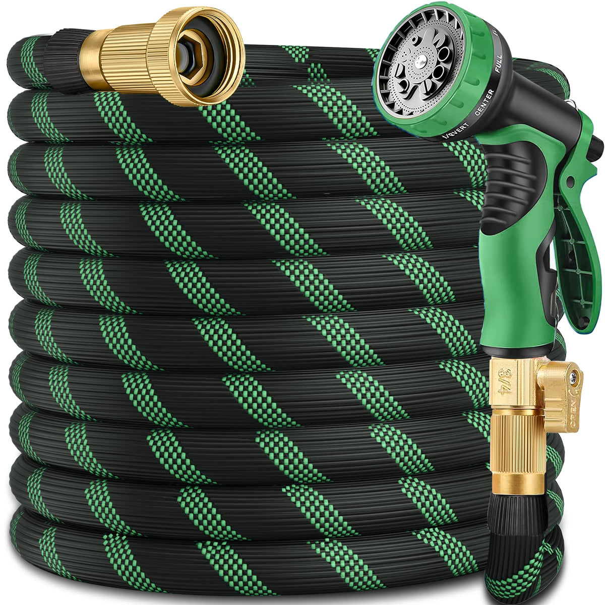 100FT Lightweight Garden Hose with 10-Pattern Nozzle N544
