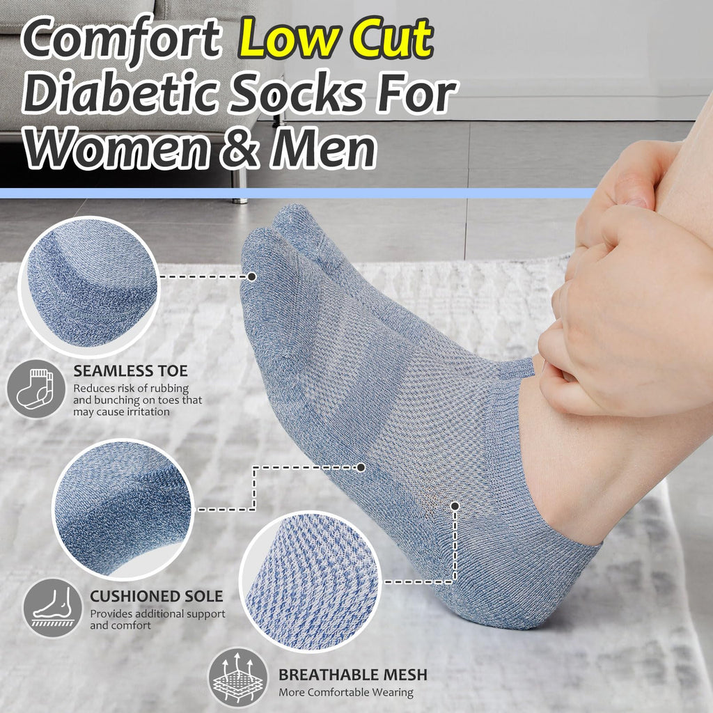 6 Pairs Low Cut Non Binding Bamboo Seamless Socks V849322