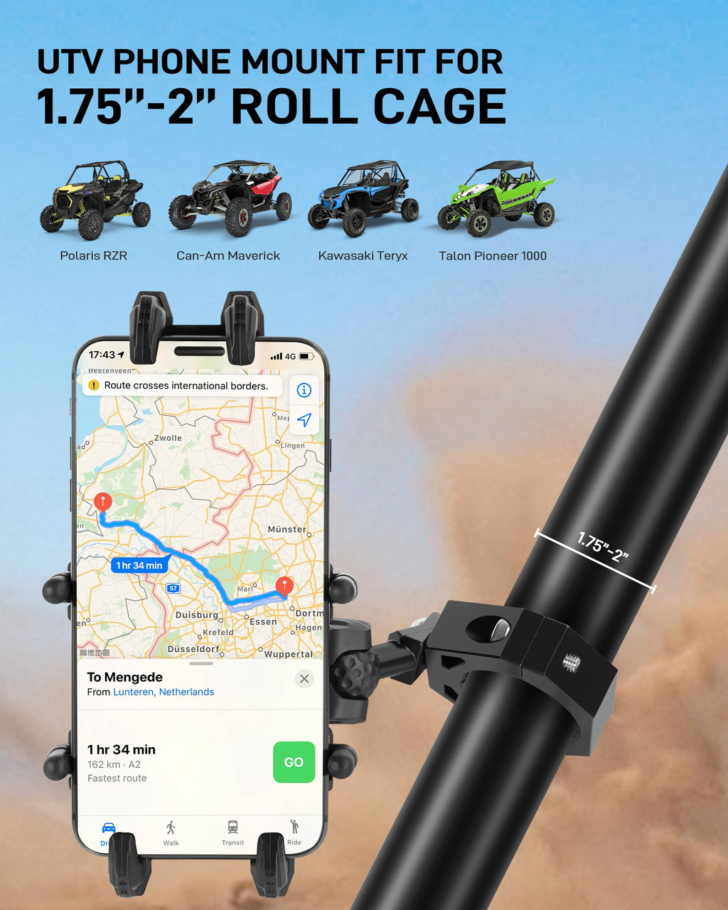 Anti-Theft UTV Phone Mount with Vibration Dampener D996