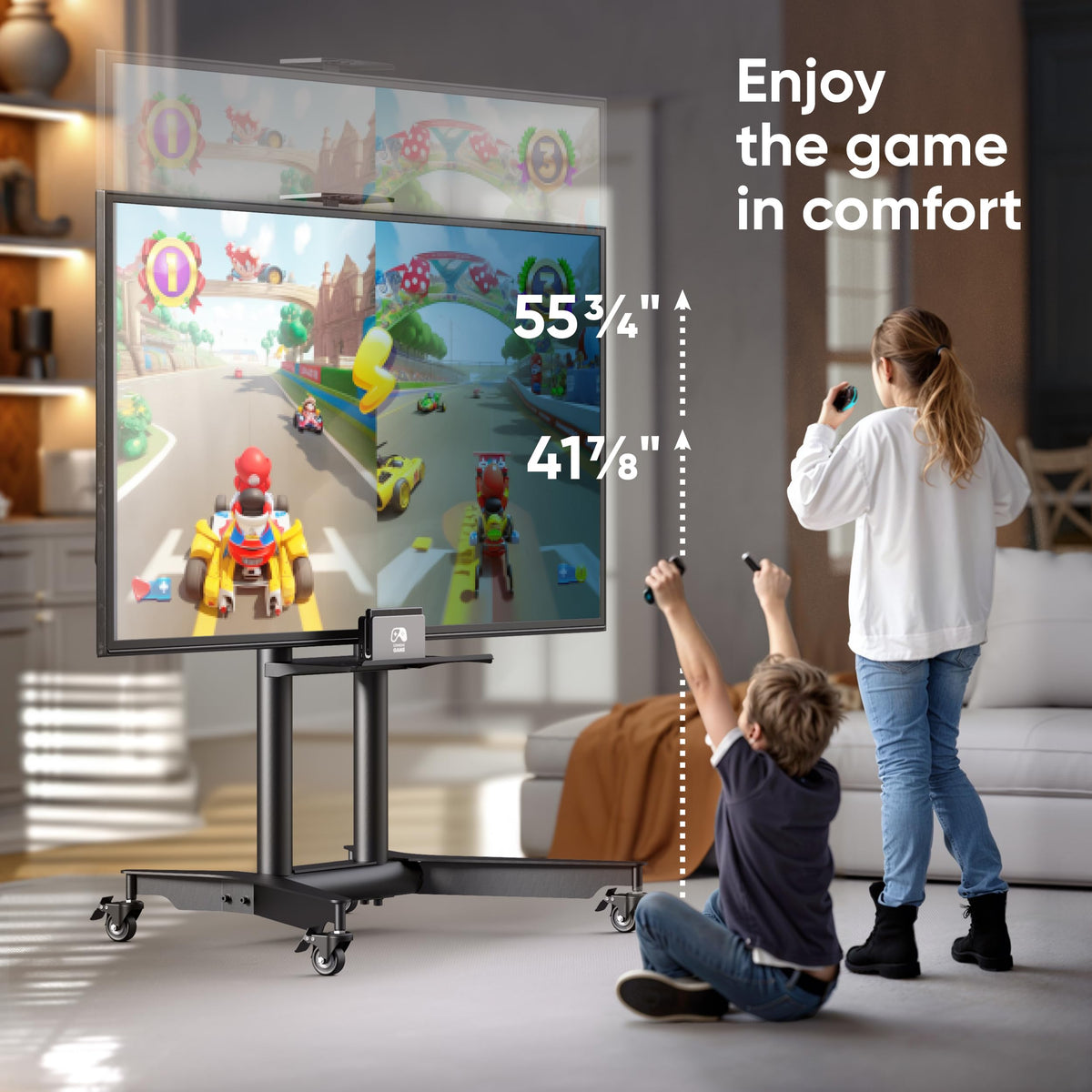 Mobile TV Stand on Wheels 32-75 Inch Black E15259