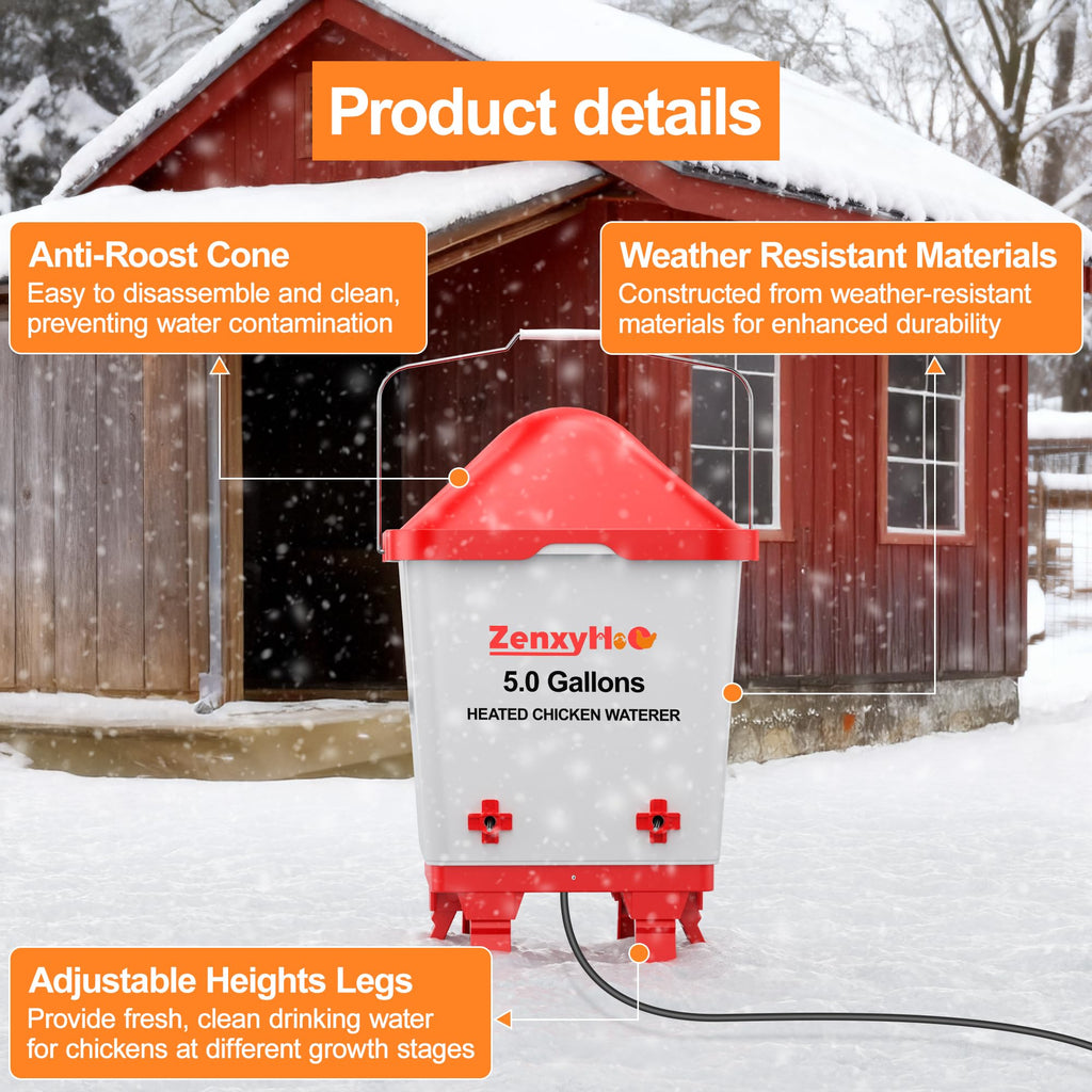 5.0 Gal Heated Chicken Waterer Bucket J542060