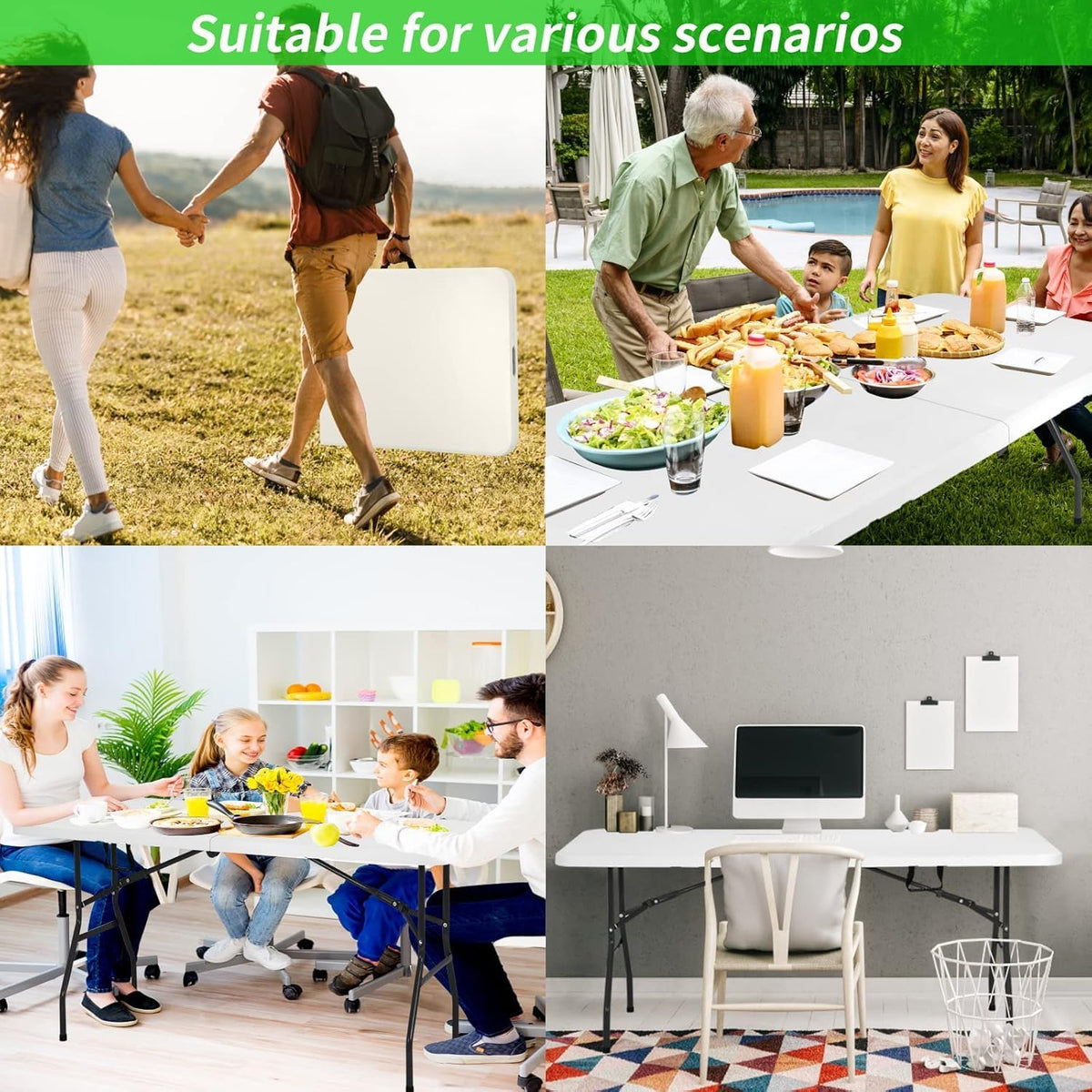 White 6FT Folding Table H2736