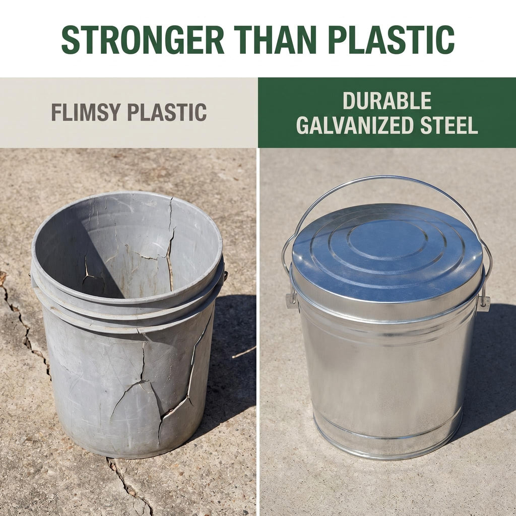 Galvanized Steel 6 Gallon Storage Can with Locking Lid B19058