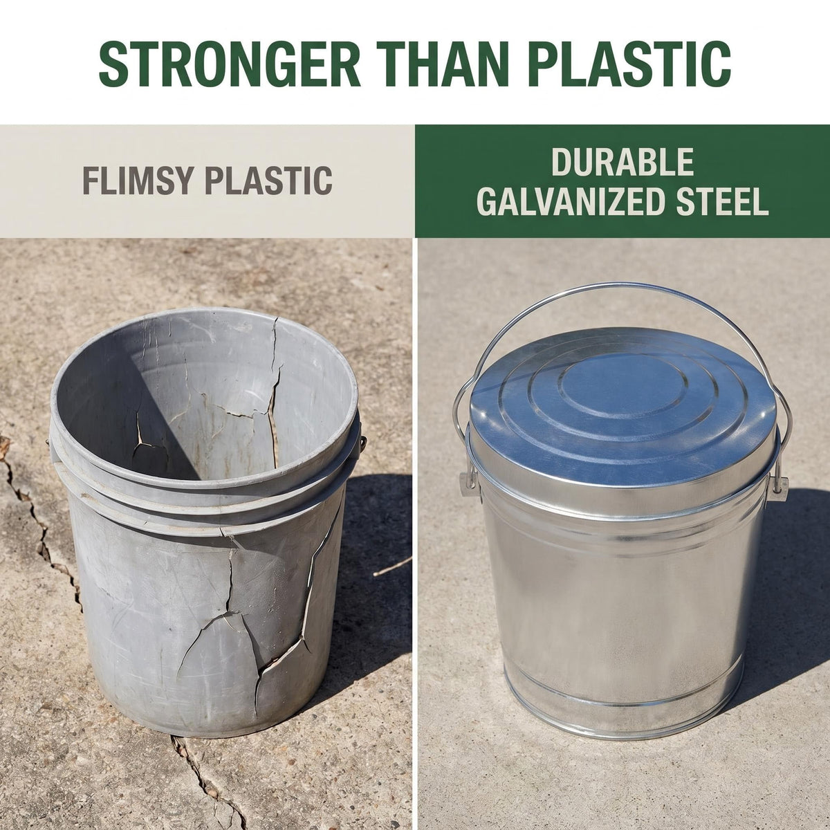 Galvanized Steel 6 Gallon Storage Can with Locking Lid B19058