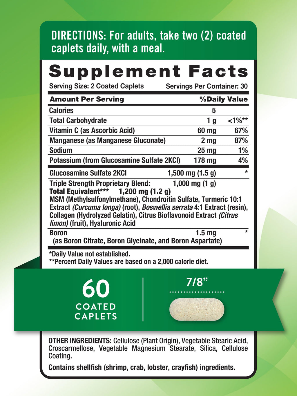 Glucosamine Chondroitin MSM Complex 60 Caplets M928
