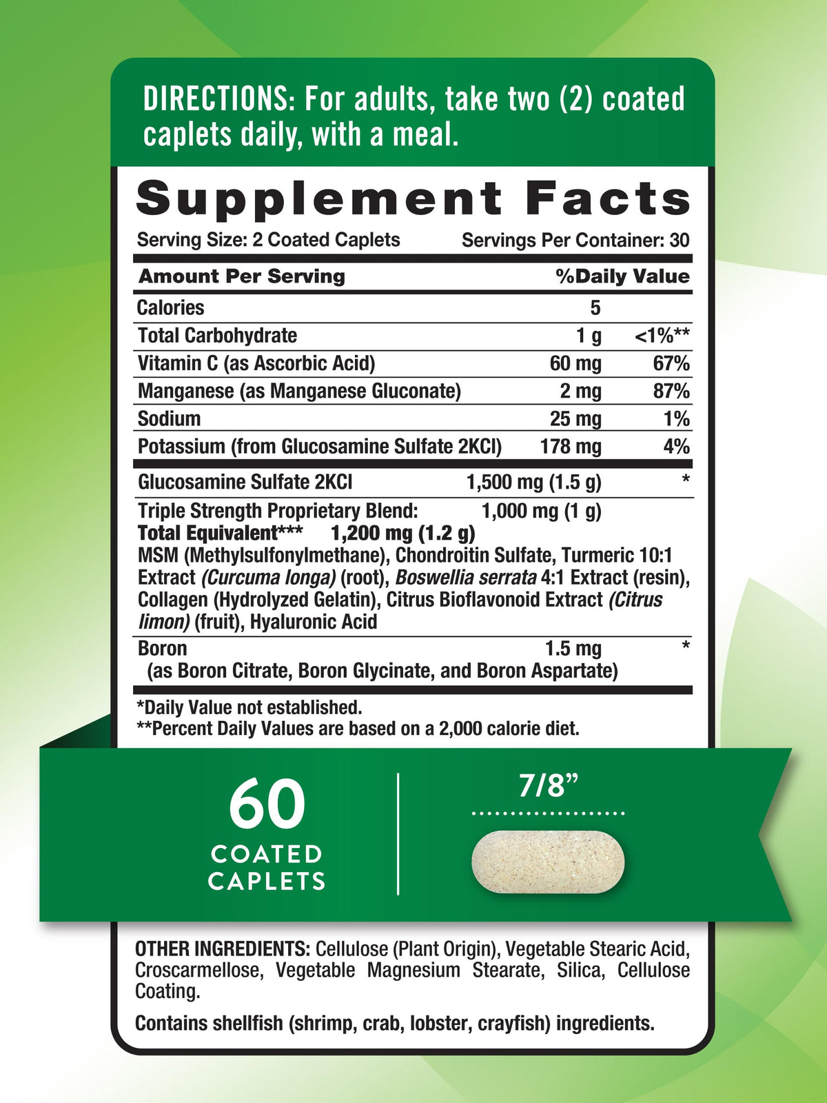 Glucosamine Chondroitin MSM Complex 60 Caplets M928
