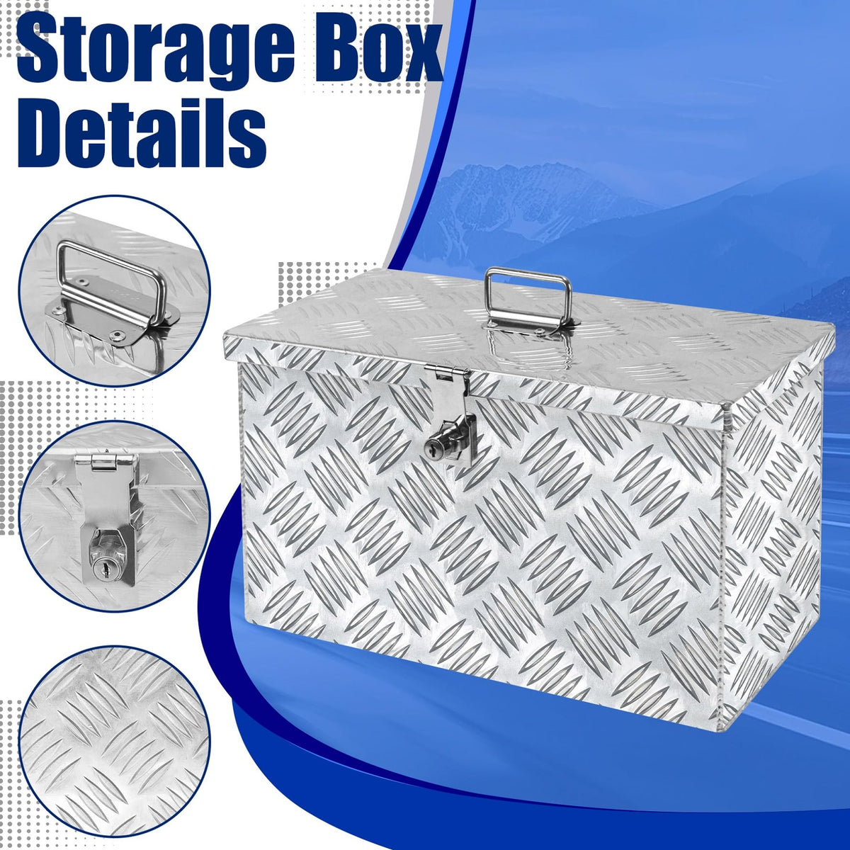 16 Inch Aluminum Waterproof Truck Bed Toolbox with Lock and Keys H207715