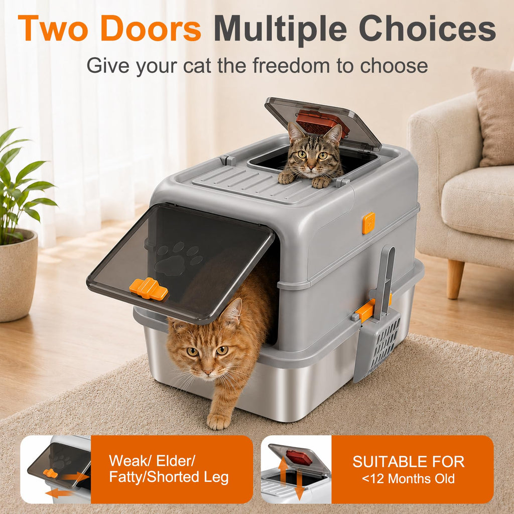 Stainless Steel High Sided Cat Litter Box with Lid X78777