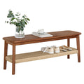 Solid Wood Entryway Bench with Woven Storage Shelf, Chestnut, 48” A192708