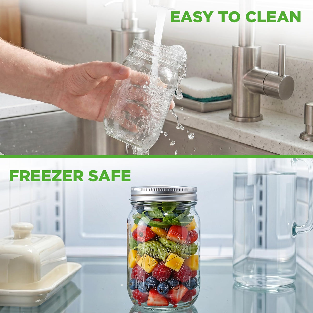 8-Pack 16 oz Glass Mason Jars with Lids N248334