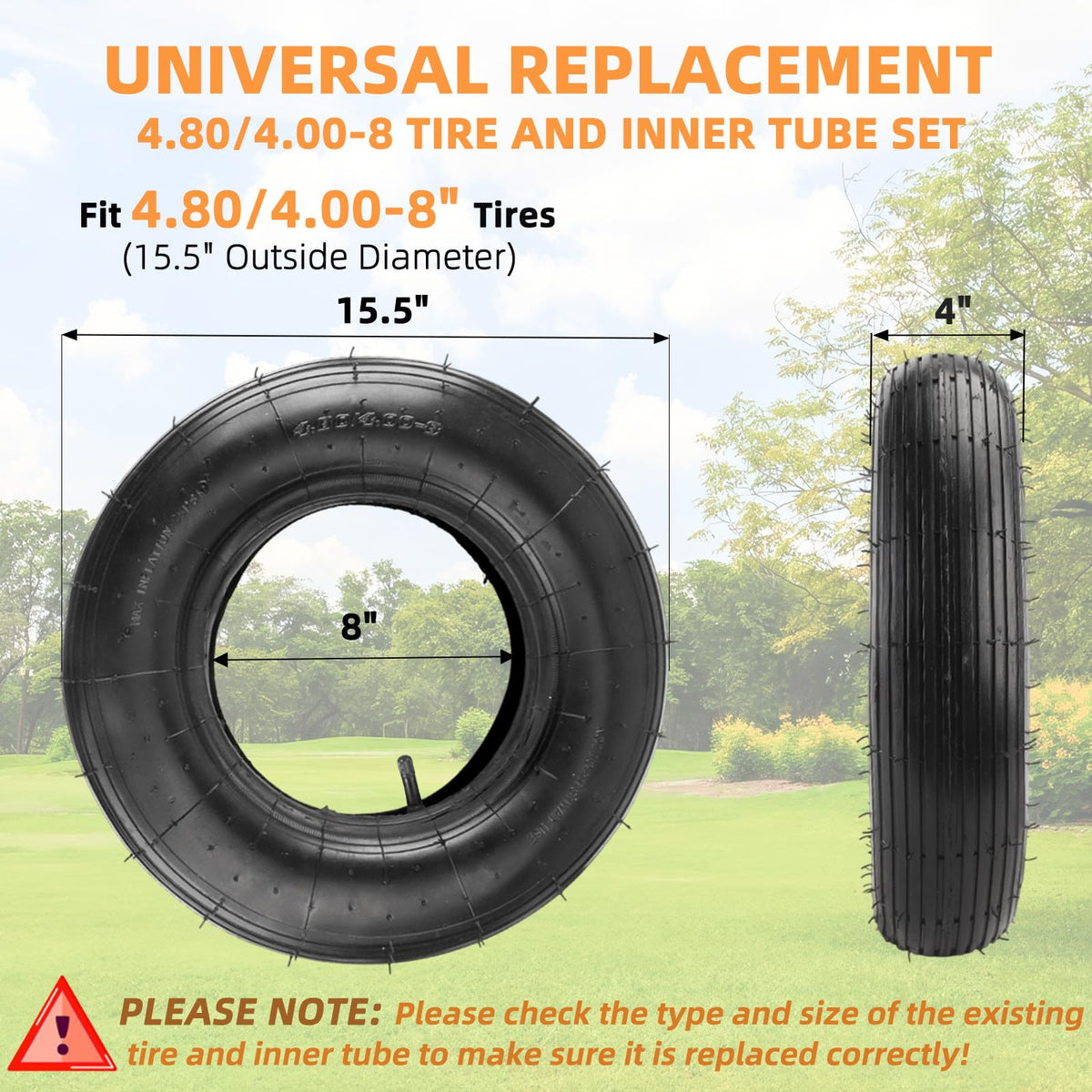 4.80/4.00-8" Tire and Inner Tube Set U20625