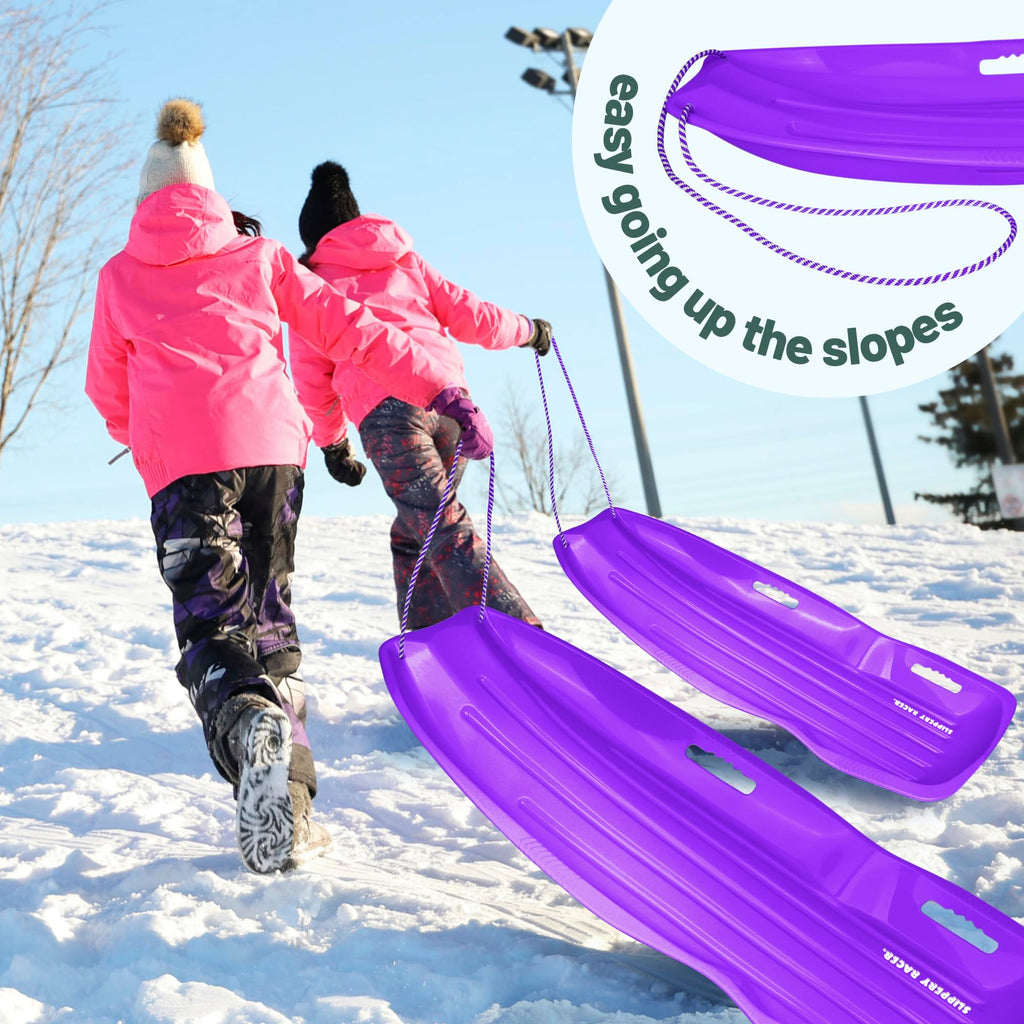 Flexible Plastic Toboggan Snow Sled with Pull Rope and Handles A5874