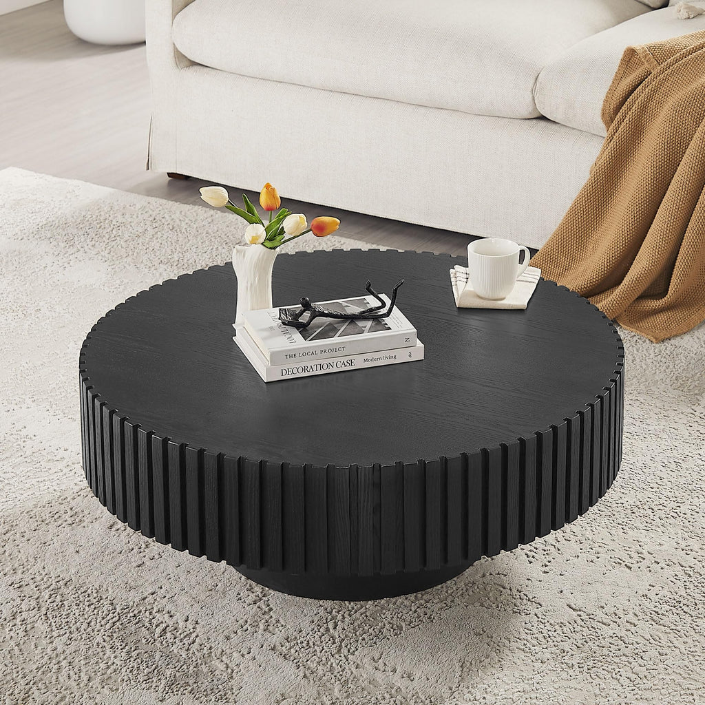 Black Round Coffee Table with Base M647