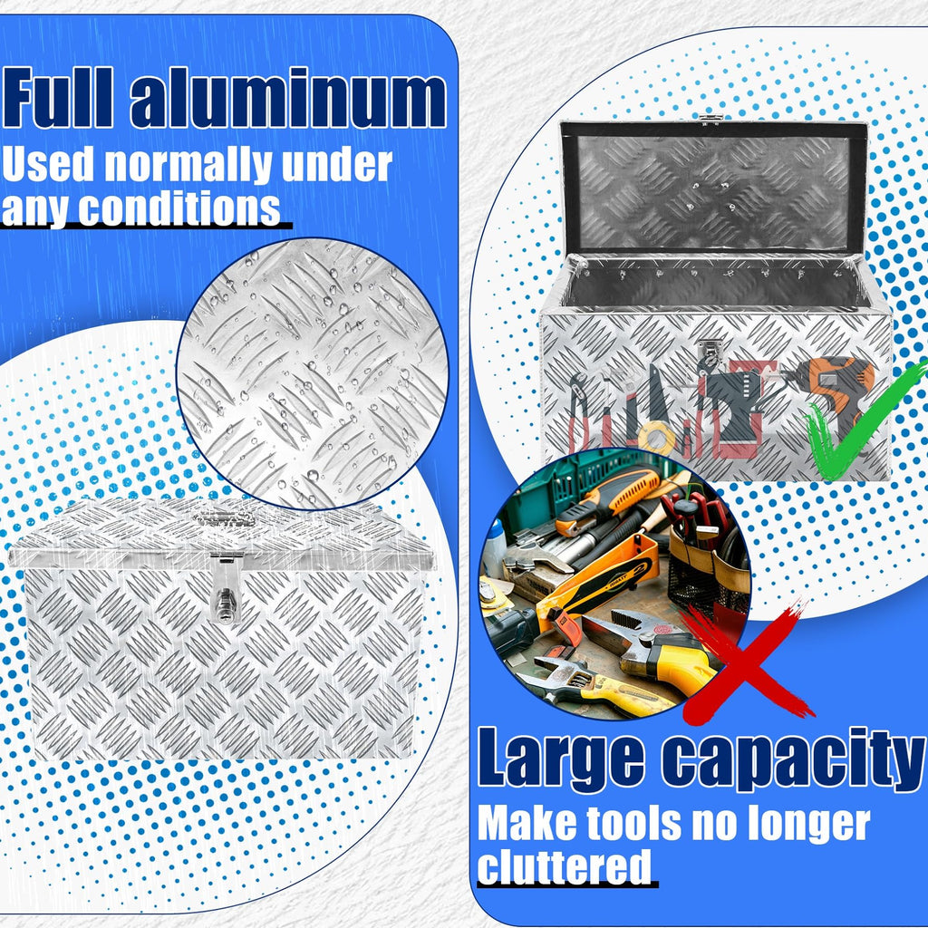 16 Inch Aluminum Waterproof Truck Bed Toolbox with Lock and Keys H207715