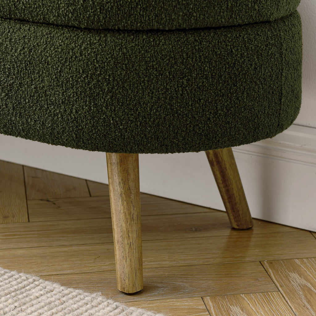 Oval Storage Bench with Rubber Wood Legs Green E215004