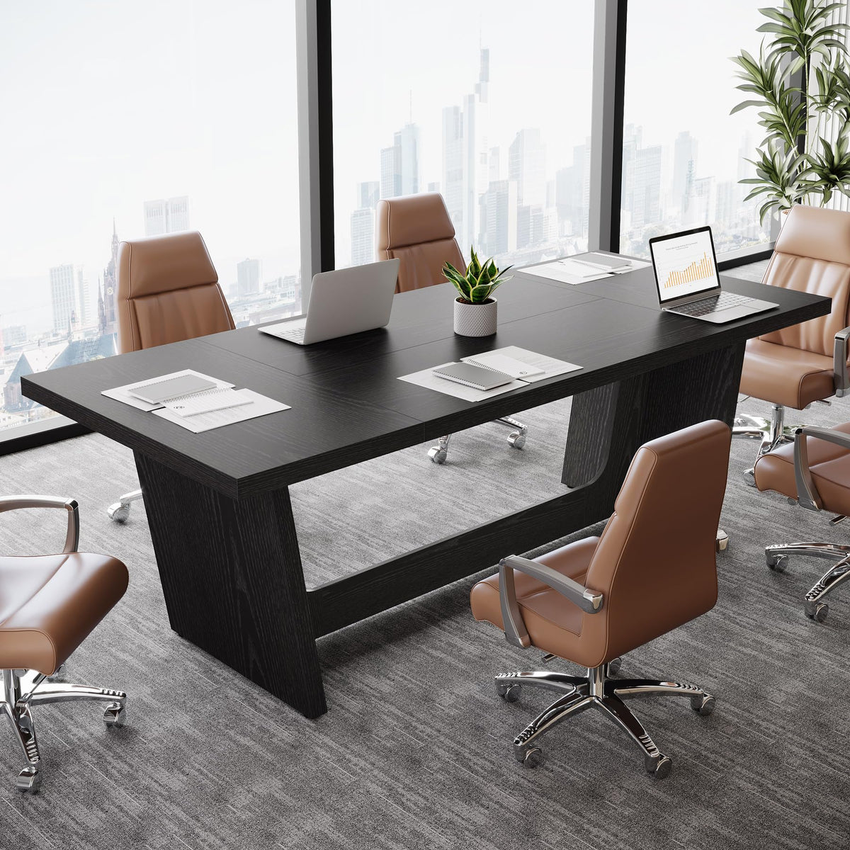 6 FT Rectangular Conference Table with Pedestal Base O92537