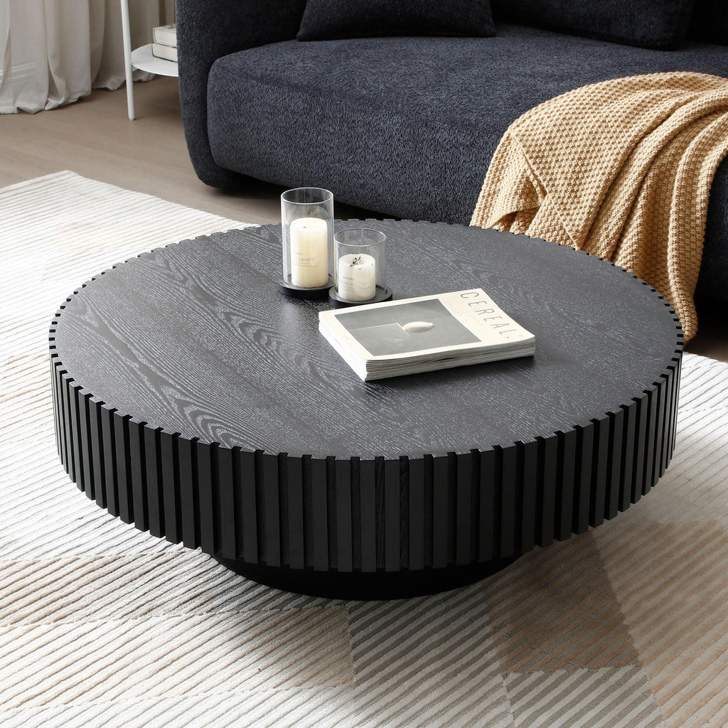 Black Round Coffee Table with Base M647