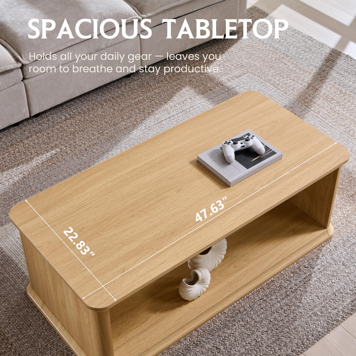 47.6" Wood Coffee Table Q793270