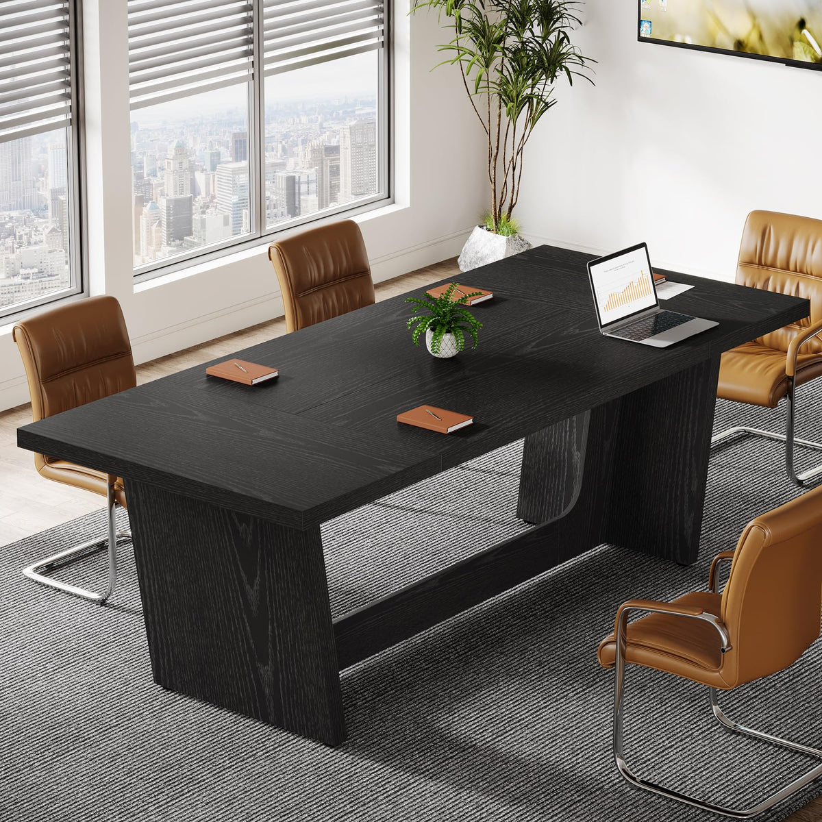 6 FT Rectangular Conference Table with Pedestal Base O92537