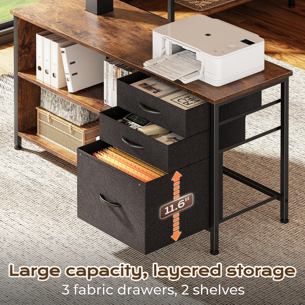 55.1'' L Standing Desk with Outlets, Cabinet, Shelves, Drawers Z2732